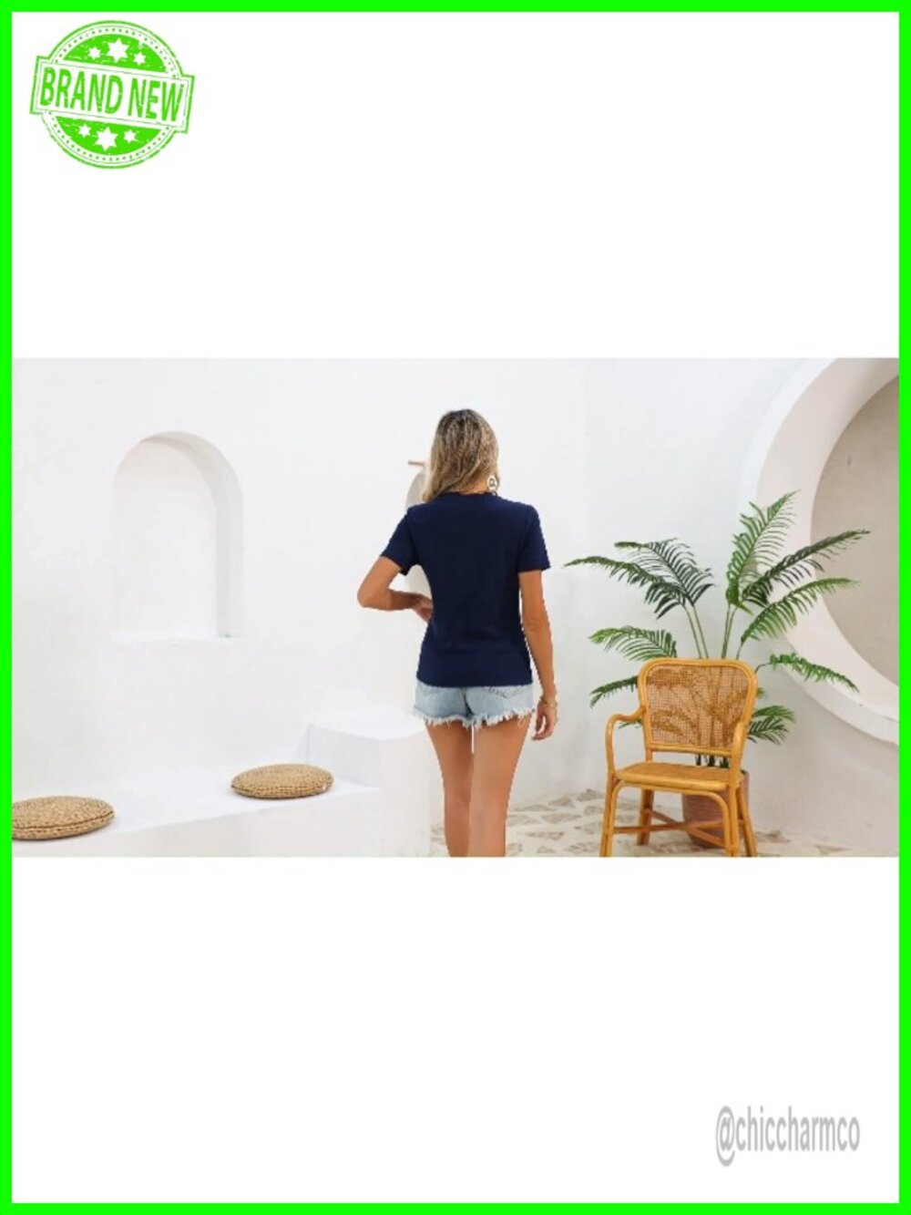 Cotton Ribbed Short Sleeve Crewneck Slim Fit T-Shirt - Picture 7 of 7
